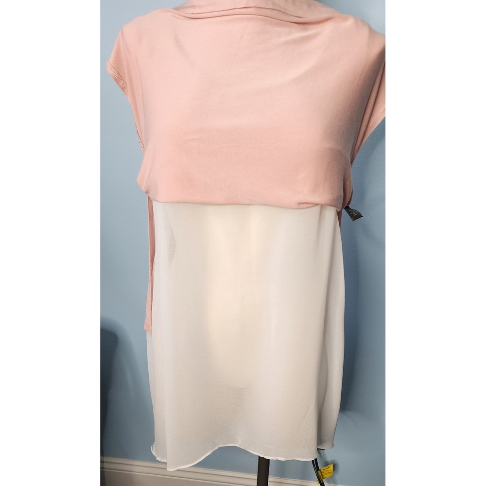 Worthington Tank Top Womens Large Soft Pink Double Layer Chiffon Sharkbite Hem - Picture 7 of 9